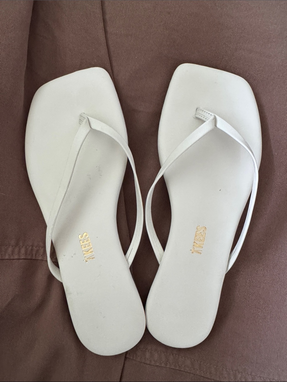 White Tkee Flip Flops